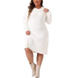 Agnes Orinda plus size white sweater dress